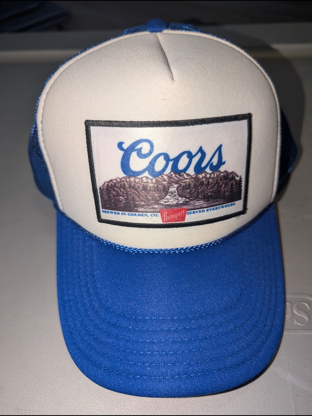 Coors Banquet Beer Trucker Hat Retro Blue White Foam Snapback Otto Cap 39-169